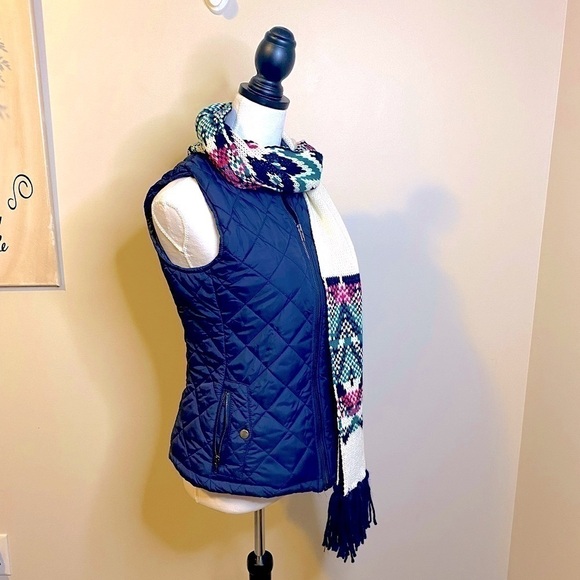 NWT Old Navy Warm Knit Fair Isle Scarf || 80” Long || Ivory w/ Pink Blue Green - Picture 7 of 14